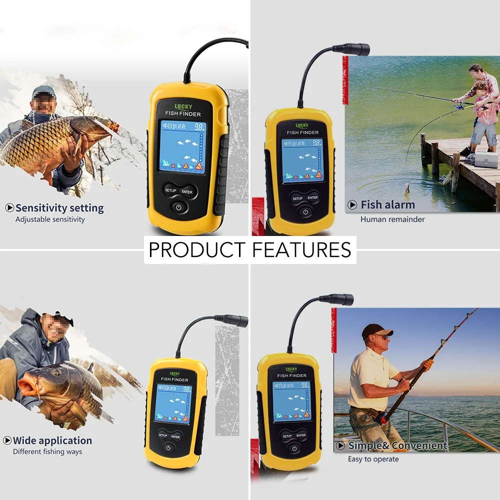 Lucky lcd tela colorida portát - Fish Finder Cable avaliação e preço