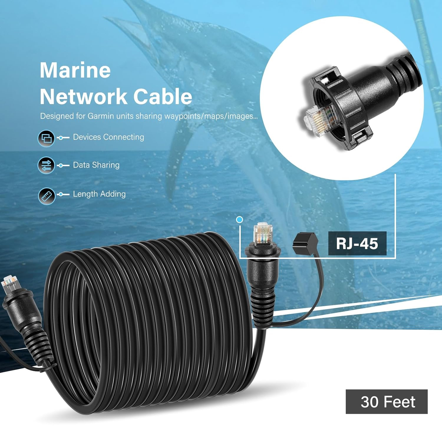 Cabo de rede marinha de 30 pés - Fish Finder Cable avaliação e preço